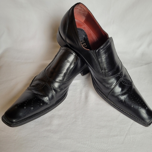 Jo Ghost Black Leather Slip On Brogues Wing Tip Handmade in Italy Size 40 - Picture 2 of 9